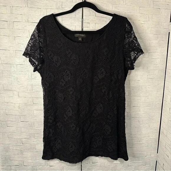 G collection womens black lace blouse Whimsigoth Vamp Y2K Romantic whichycore - Picture 1 of 6
